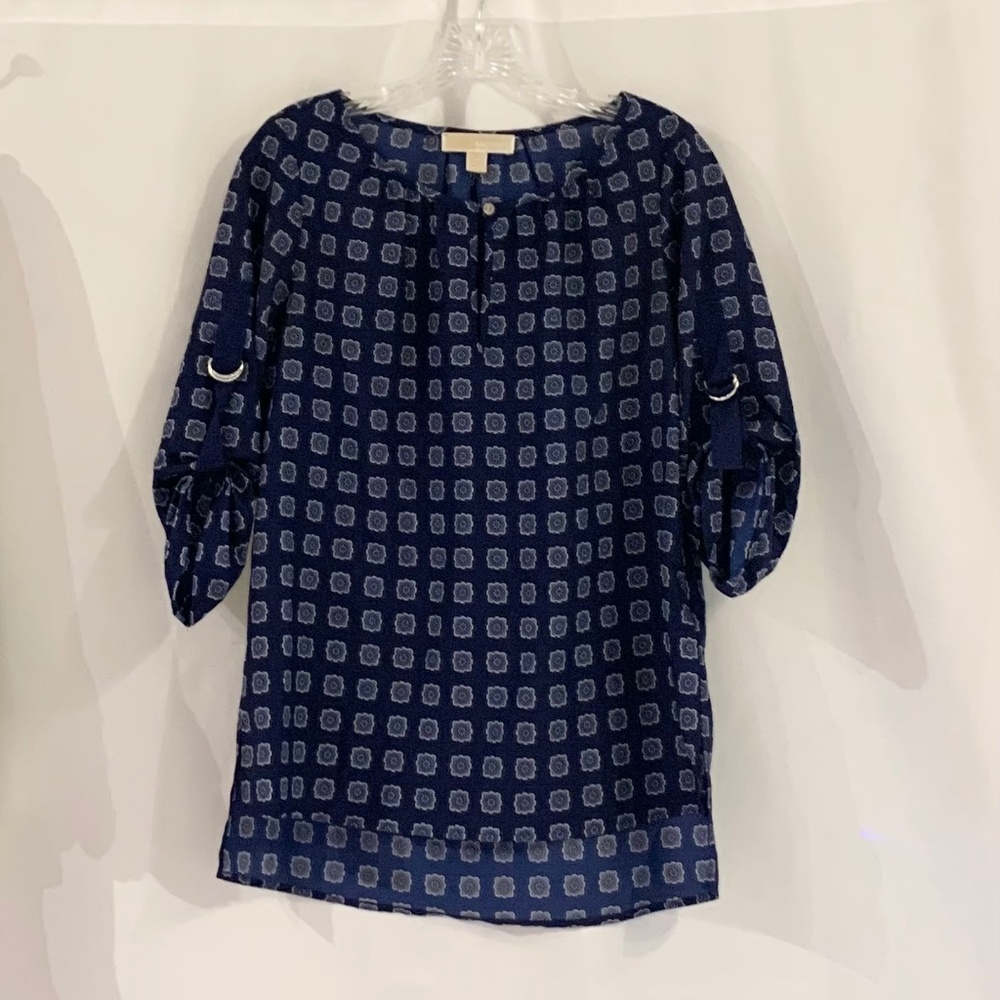 Michael Kors Navy Floral Blouse Small